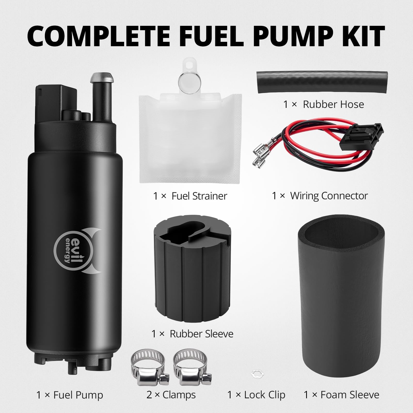 EVIL ENERGY pump in garage with tools and fuel system parts — professional-ready upgrade