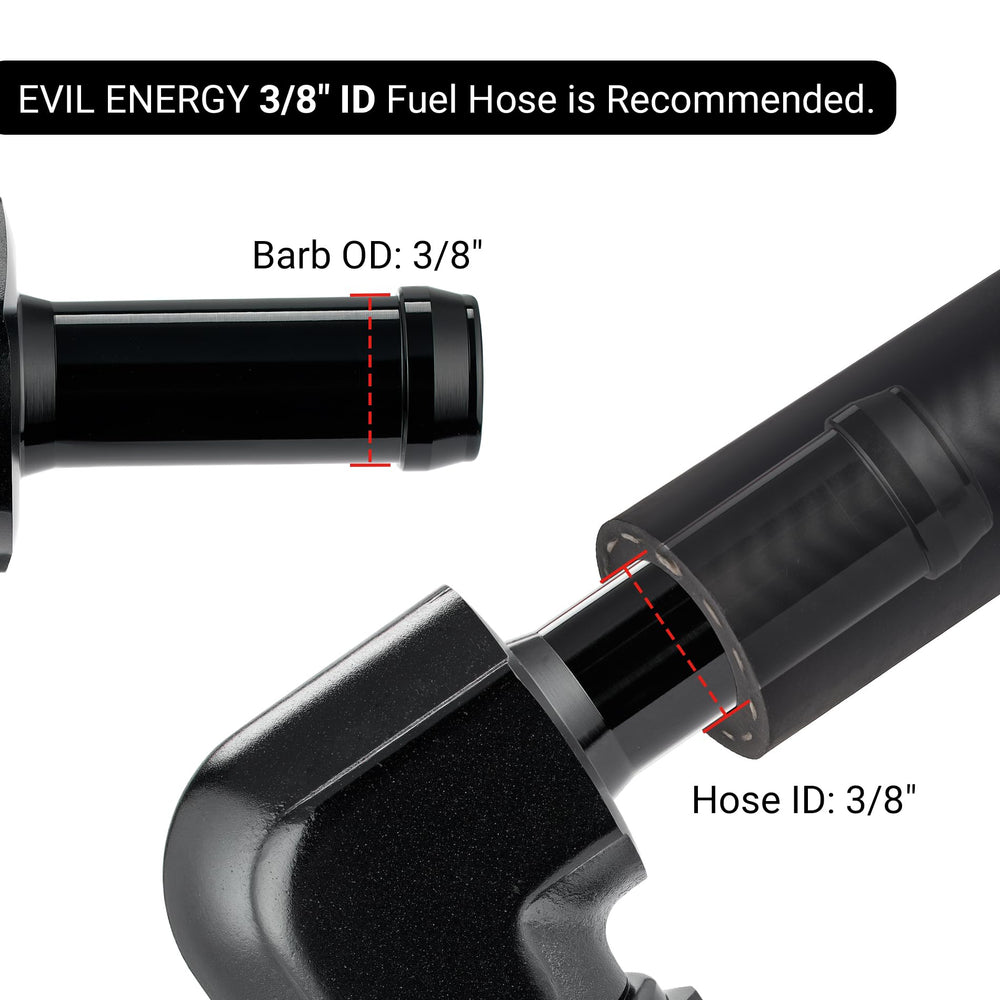EVIL ENERGY fitting next to coin for scale, shows compact low-profile advantage