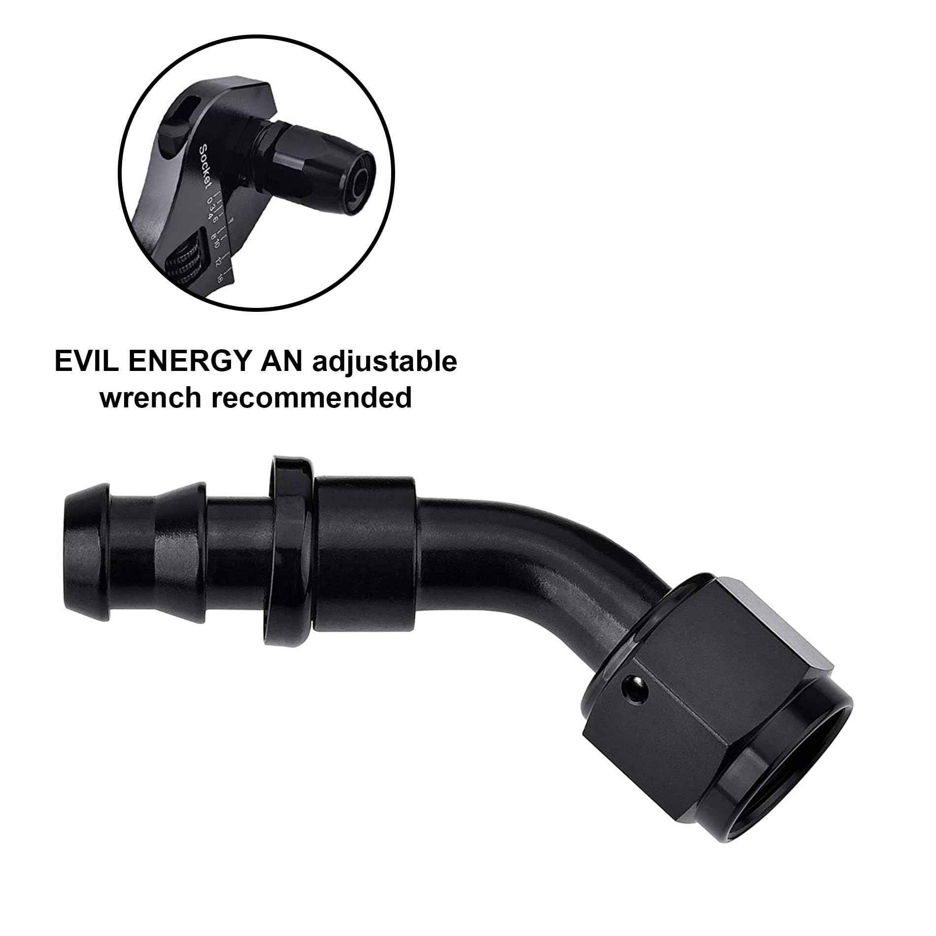 EVIL ENERGY fitting beside a coin for scale showing compact size and easy fitting