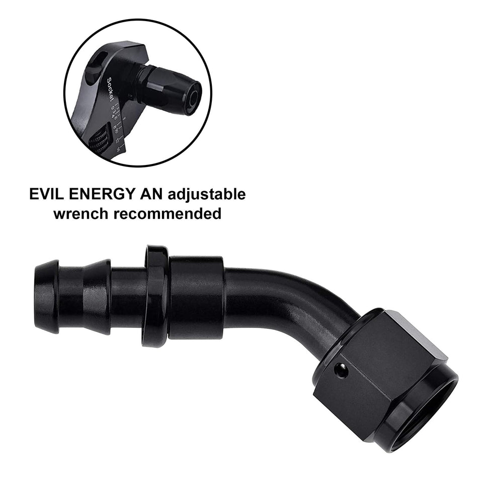 EVIL ENERGY fitting beside a coin for scale showing compact size and easy fitting