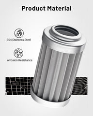 EVIL ENERGY filter element next to a coin for size comparison, confirms 32mm x 75mm dimensions