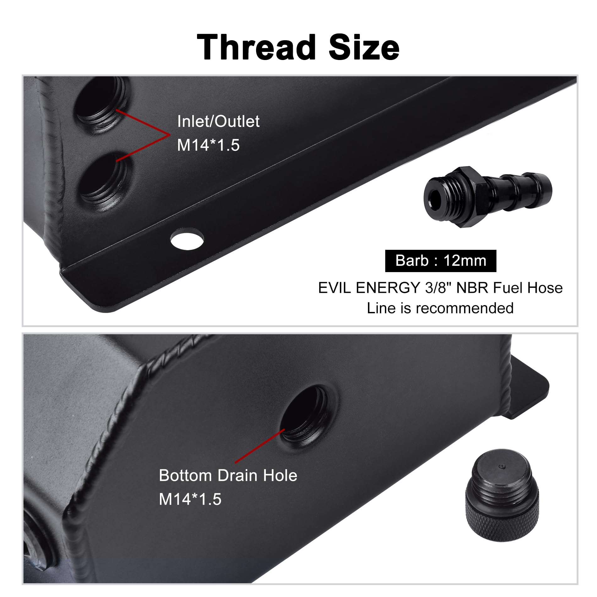 EVIL ENERGY visual level hose visible for quick coolant checks and monitoring