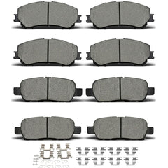evkingauto front package view showing pads and clips for correct fit and cleaner braking