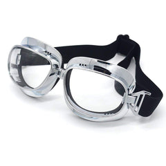 evomosa front view of goggles showing vintage pilot style and full-face coverage