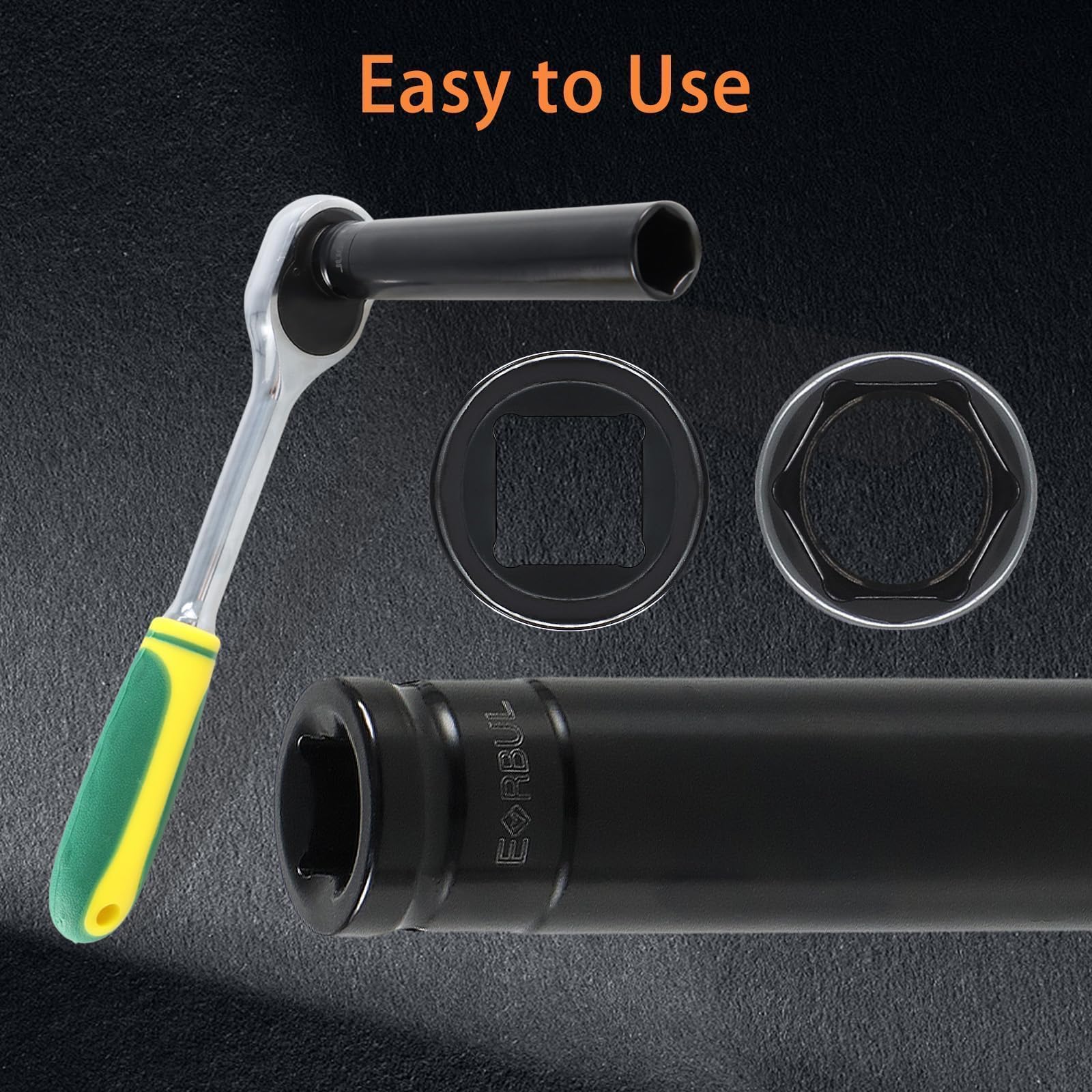 EVRBUL socket next to ruler for depth comparison, extra-deep access advantage