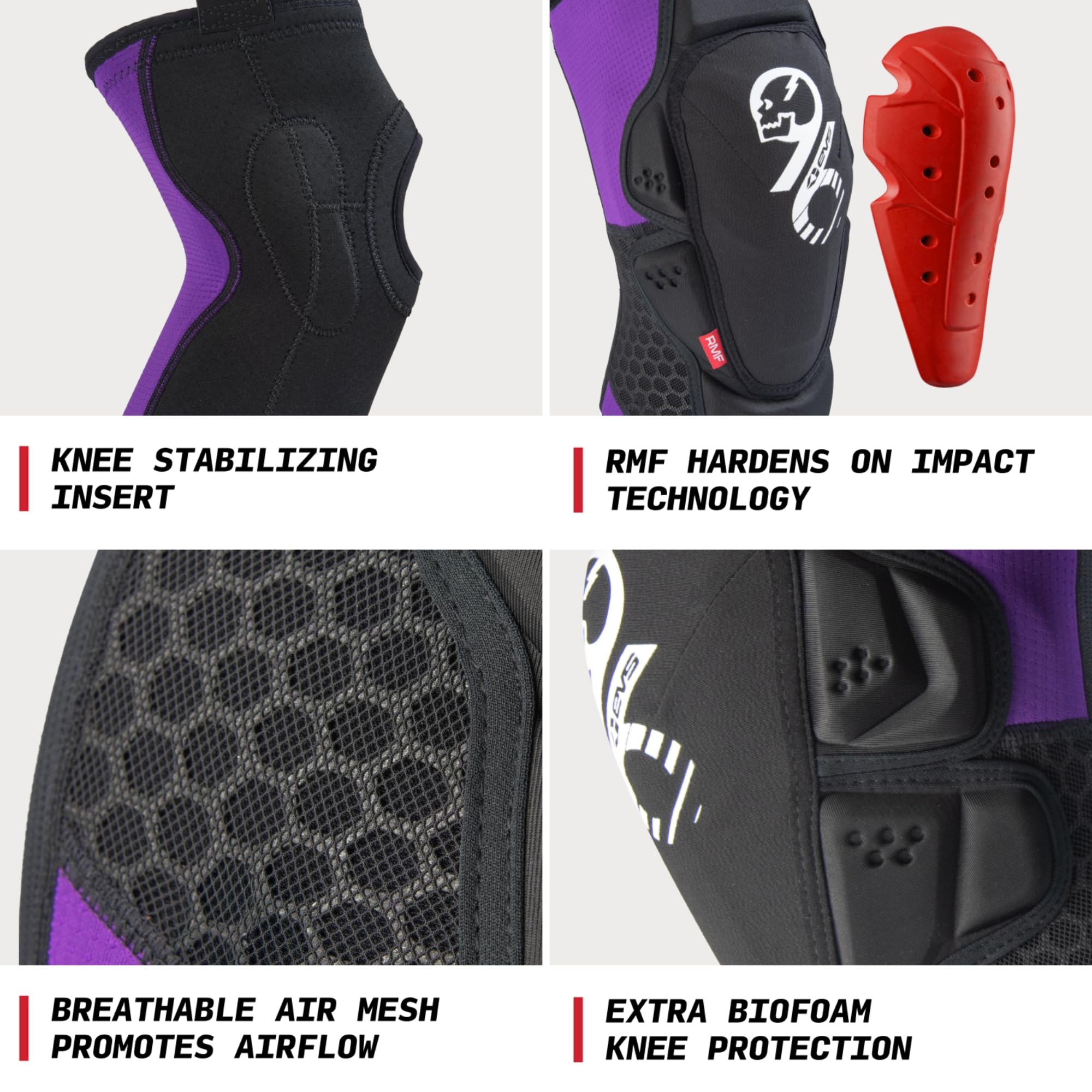 EVS Slayco96 side profile showing molded bio-foam wing for lateral protection
