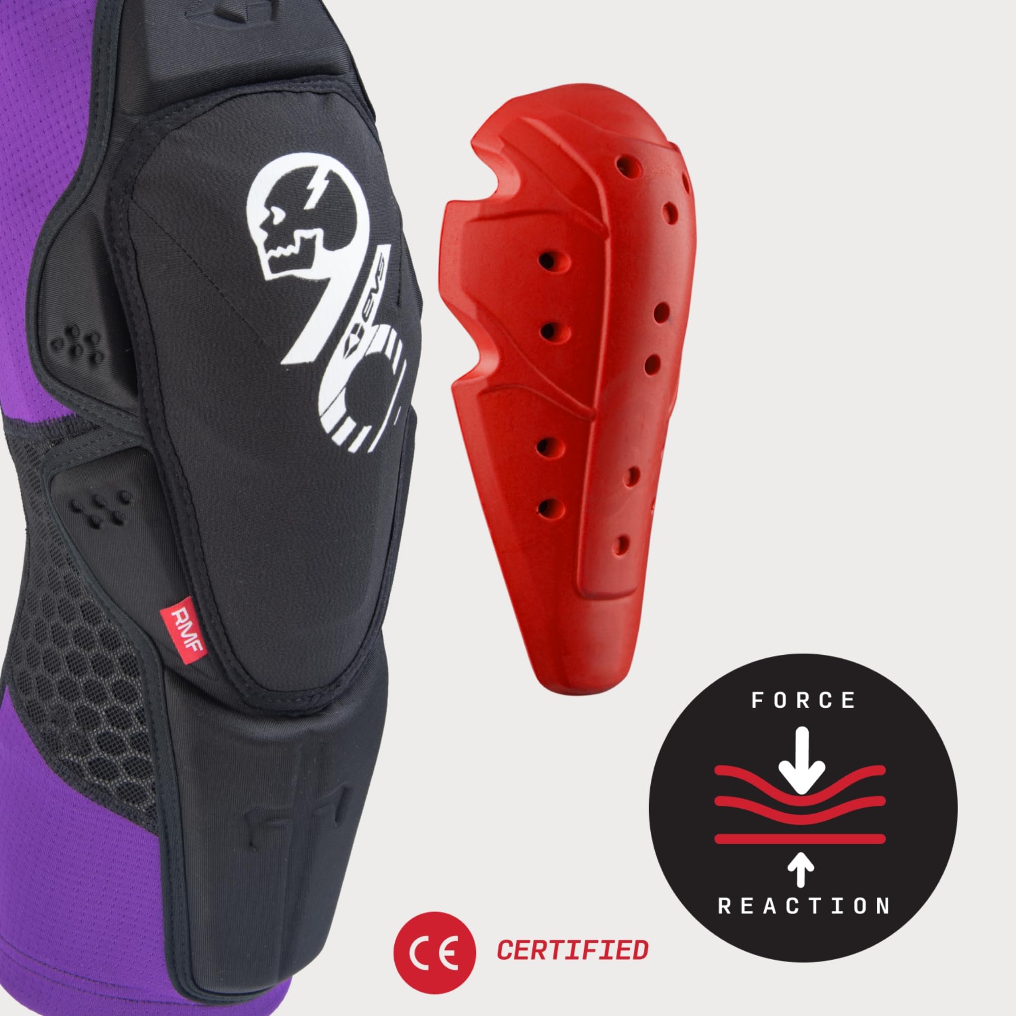 EVS Slayco96 worn under riding pants in action for low-profile, breathable protection