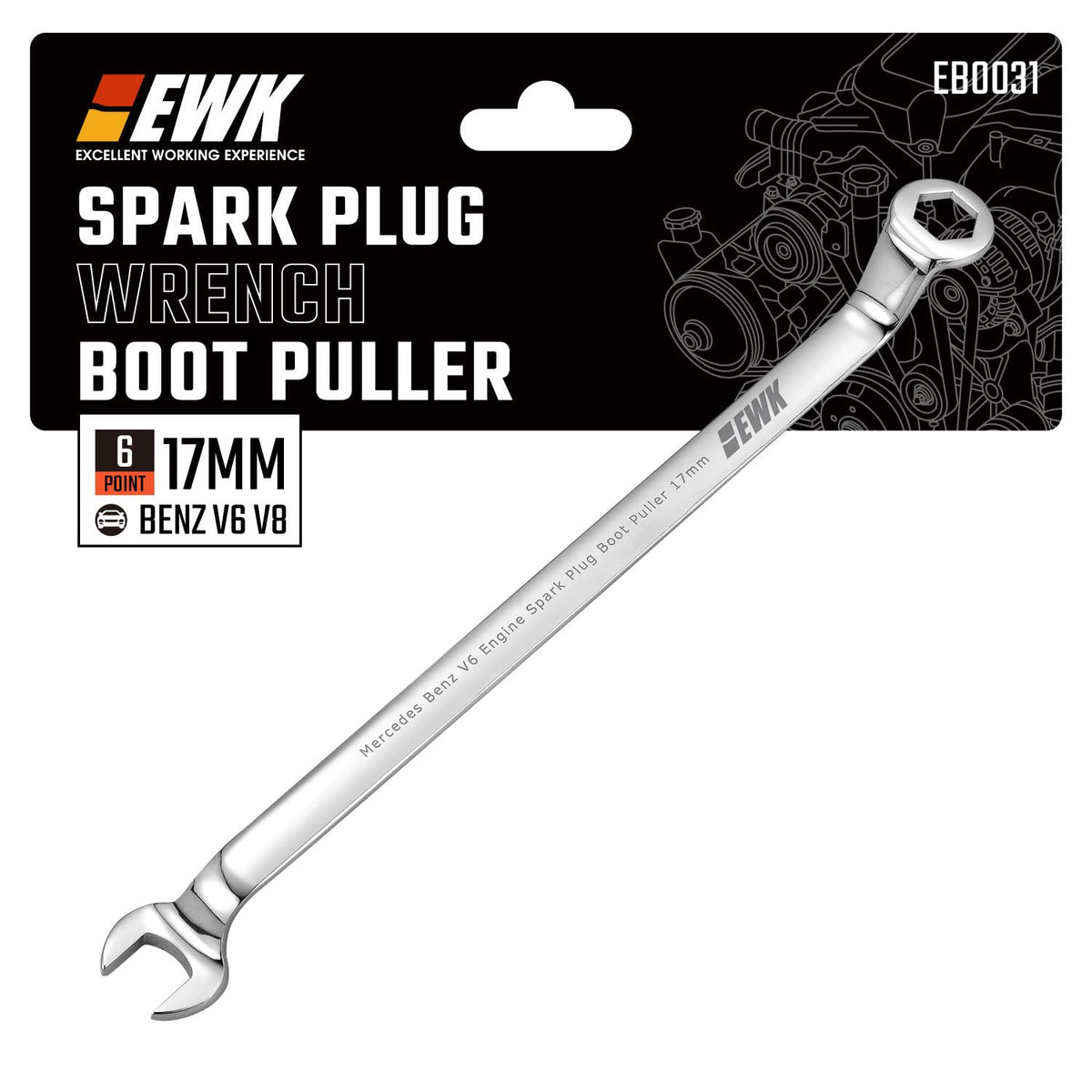 EWK 17mm front view showing tool shape and clear fitment benefit