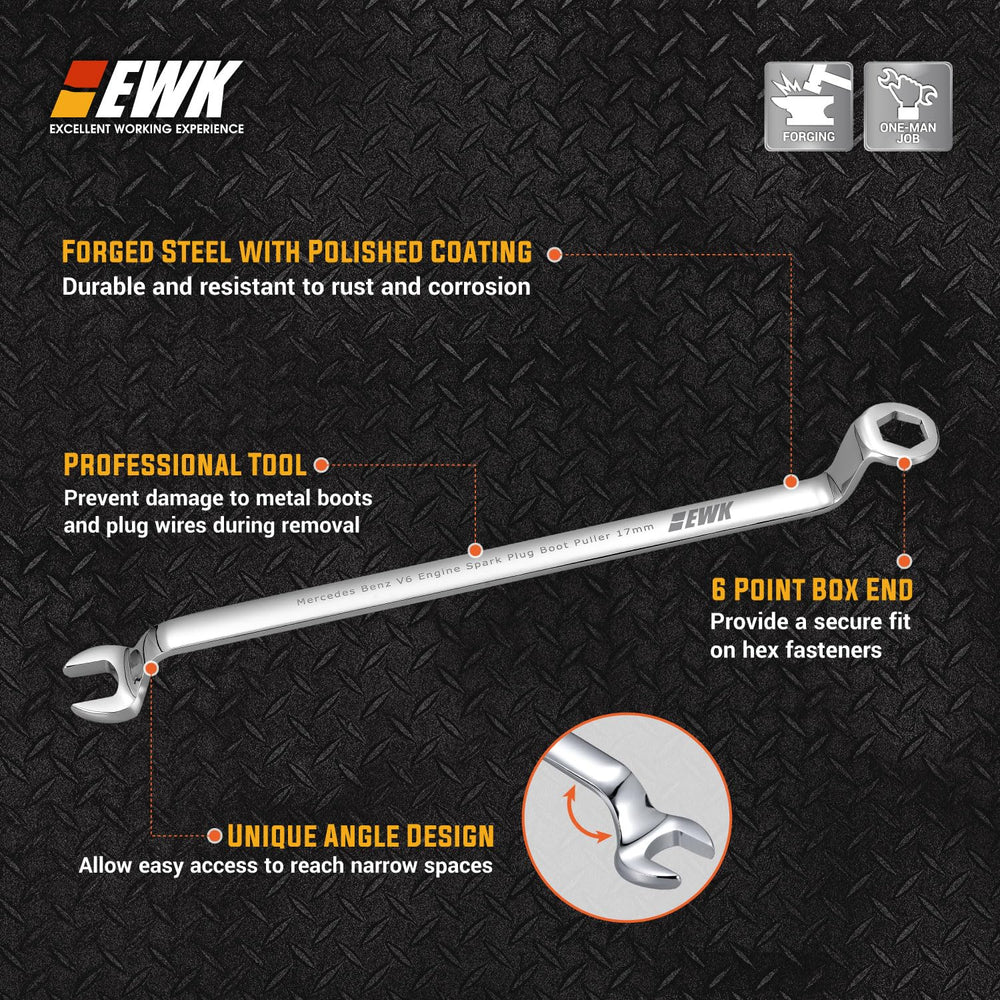 EWK angled head detail illustrating reach into tight engine spaces