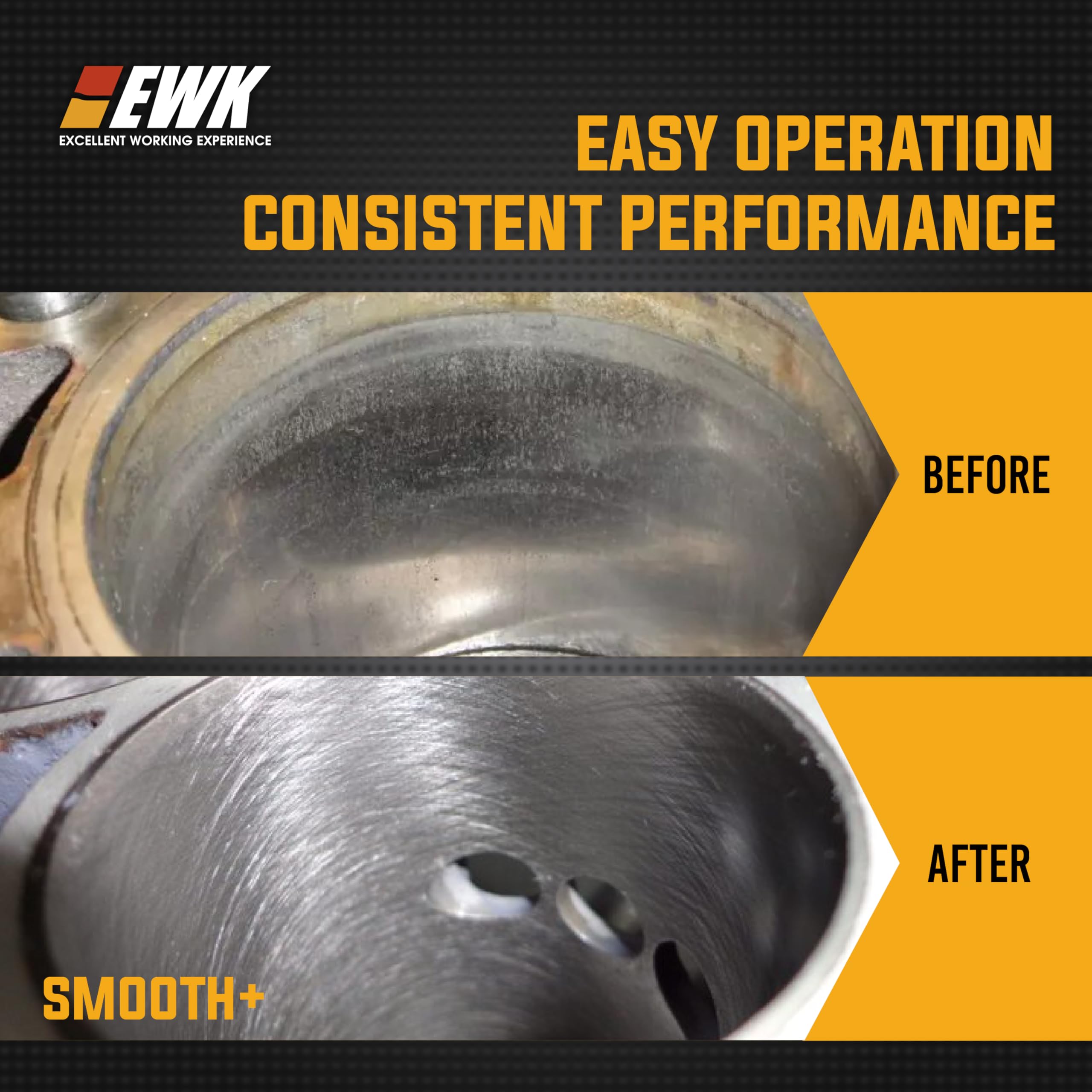 EWK hone on workbench near engine parts illustrating shop-ready utility