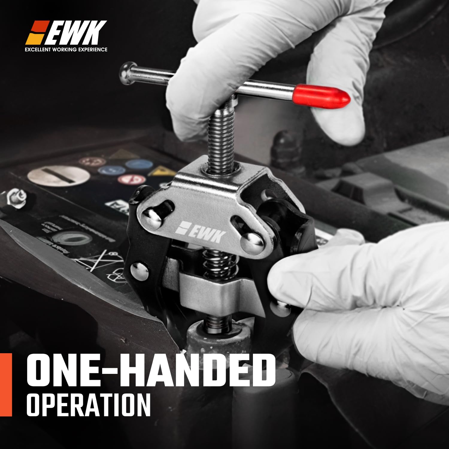 EWK puller beside a ruler to show 8–30 mm range for correct size selection benefit