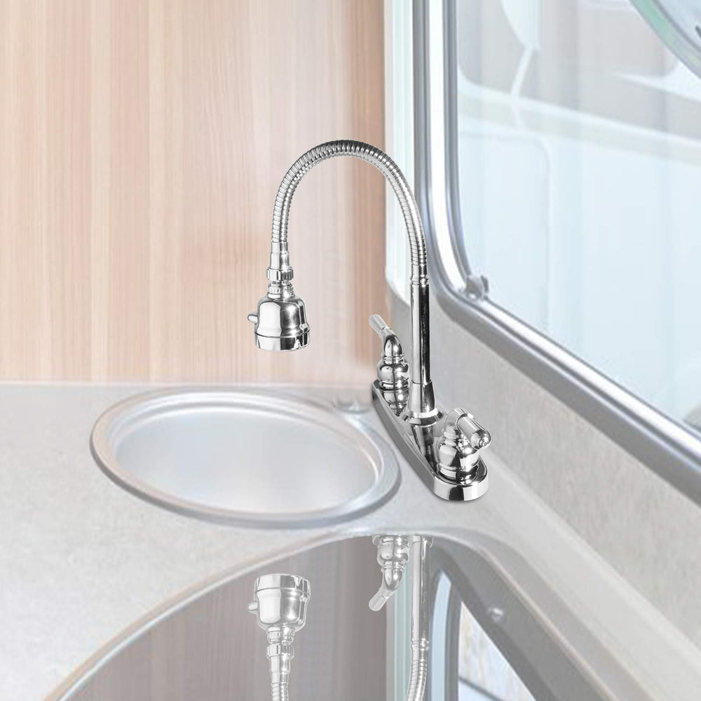 EXCELFU faucet in an RV kitchen setting highlighting durability and convenience