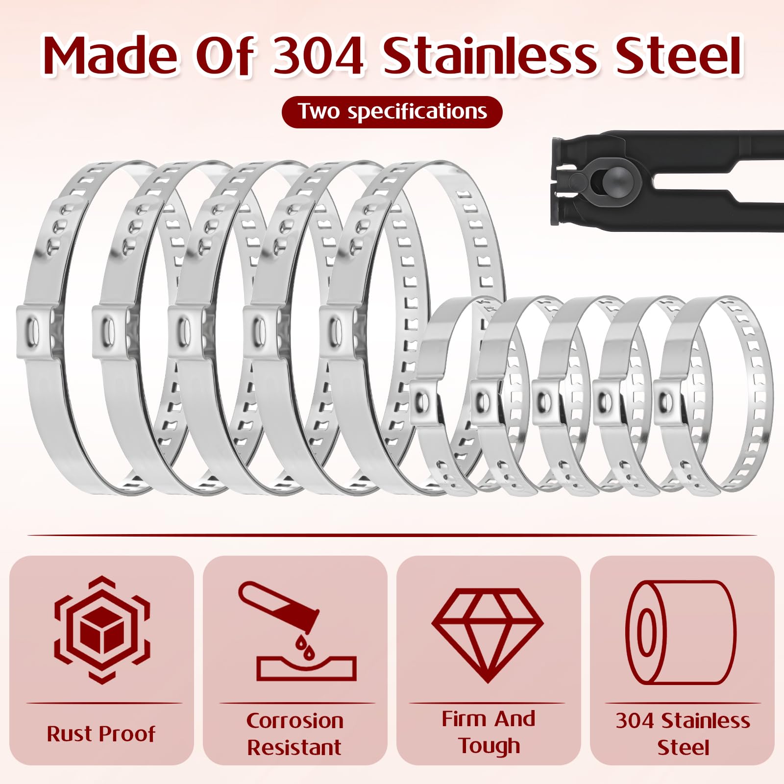 Exclaith clamps laid out to compare small and large sizes for versatility
