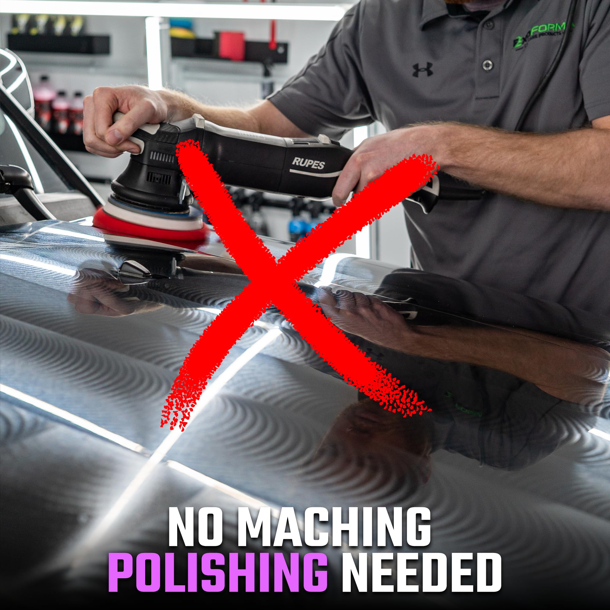 ExoForma applied to windshield glass removing water spots for clearer view