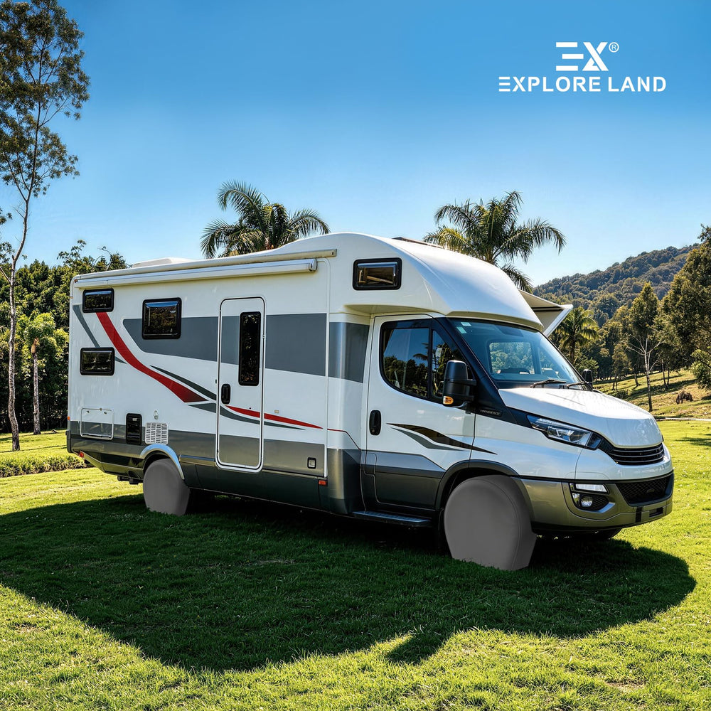 Explore Land lifestyle shot on Jeep at campground showing outdoor protection