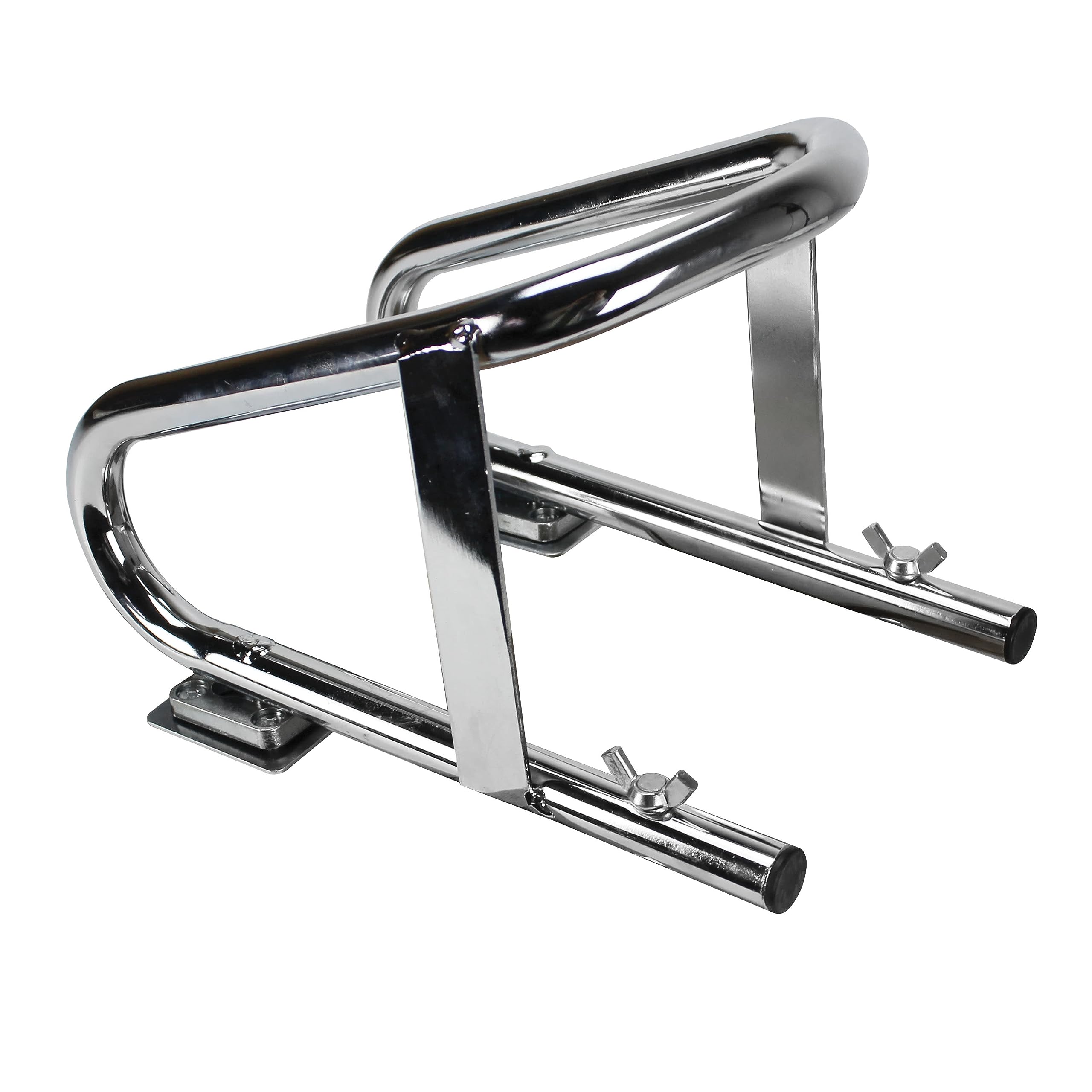 Extreme Max chock installed in trailer demonstrating secure motorcycle transport