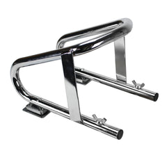 Extreme Max chock installed in trailer demonstrating secure motorcycle transport