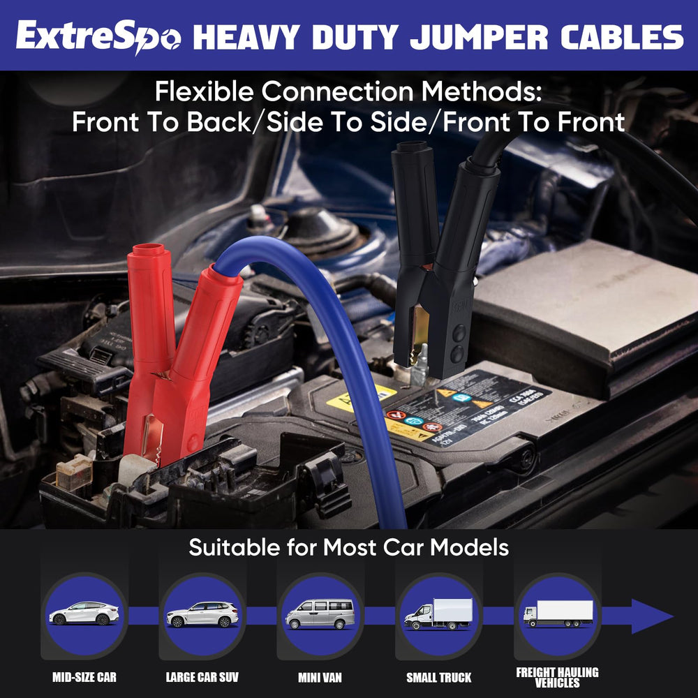 ExtreSpo cables stretched between vehicles demonstrating 30 ft reach