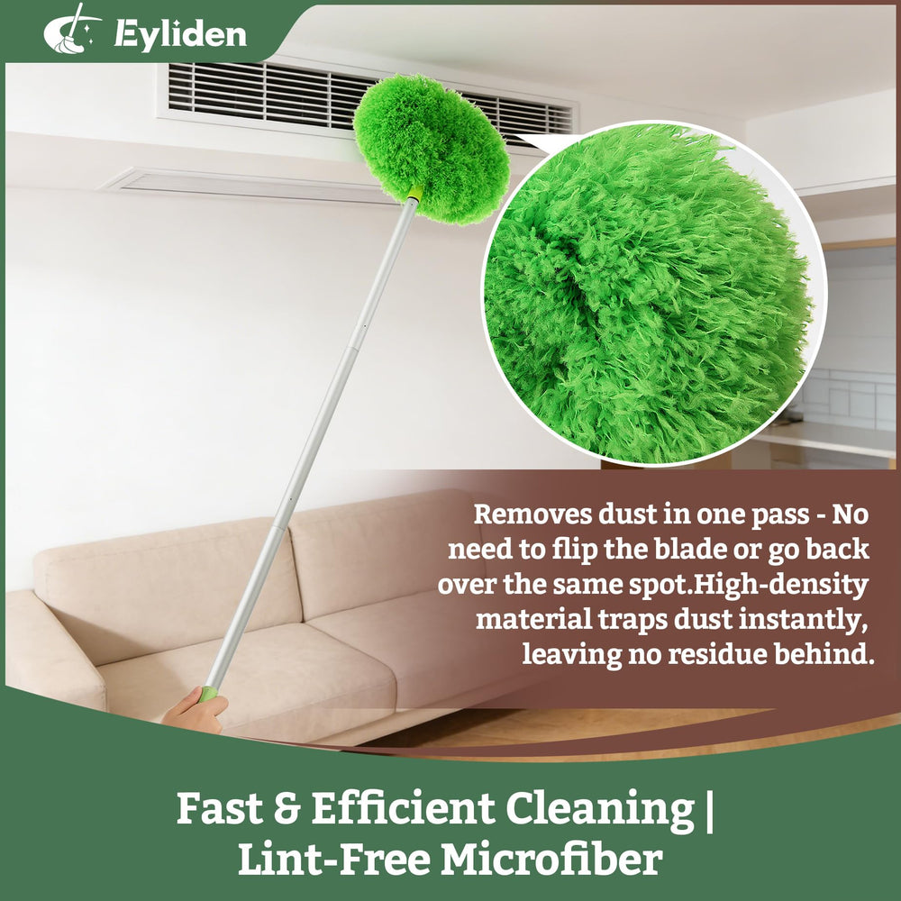 Eyliden in use on ceiling fan showing safe ladder-free cleaning