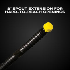 EZ-POUR pouring water into lawn sprayer illustrating spill-free control