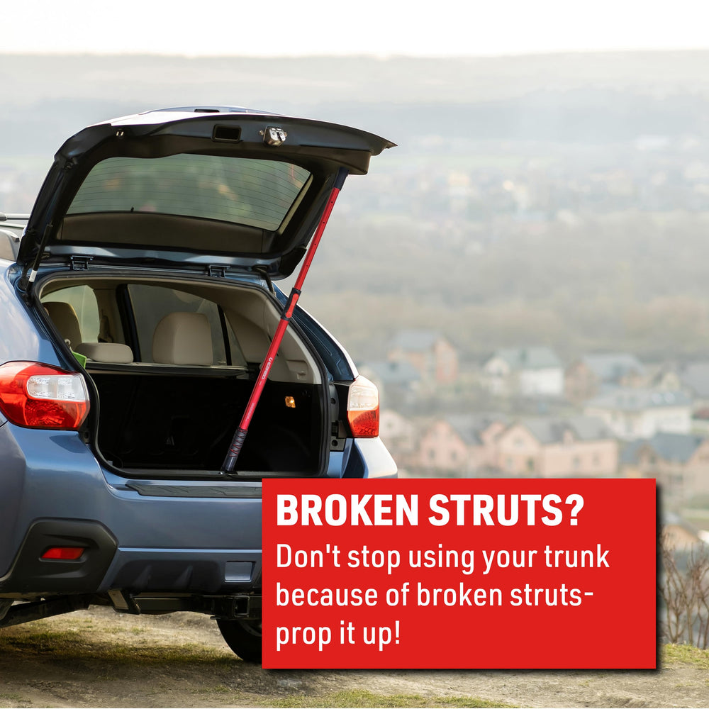 EZ RED prop holding car hood open during maintenance for hands-free access
