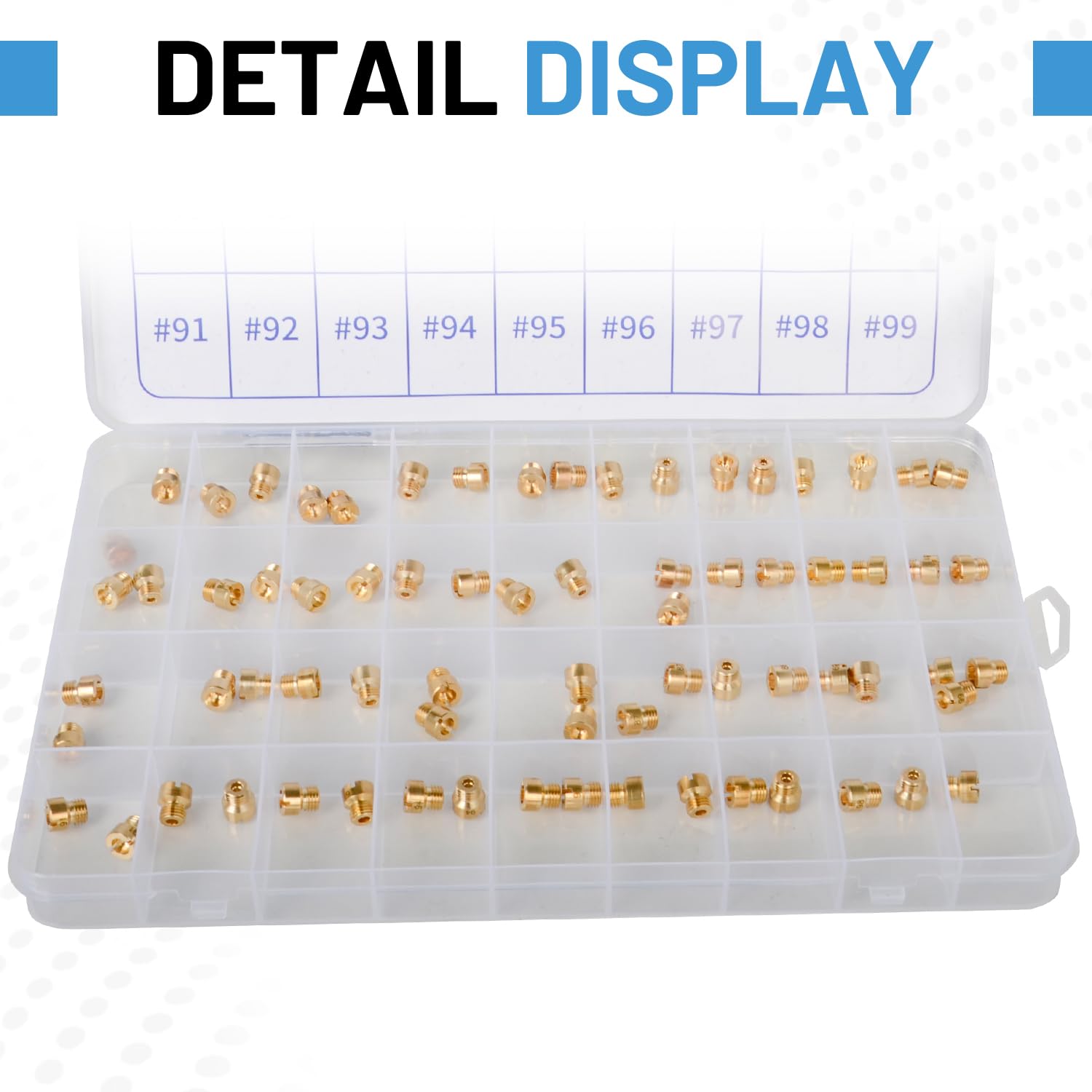 EZAPEX scale comparison of jet sizes #64 to #99 for clear selection guidance