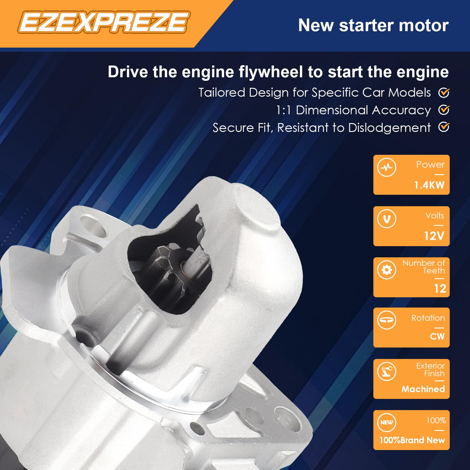 E EZEXPREZE starter side profile highlighting compact design for easy install
