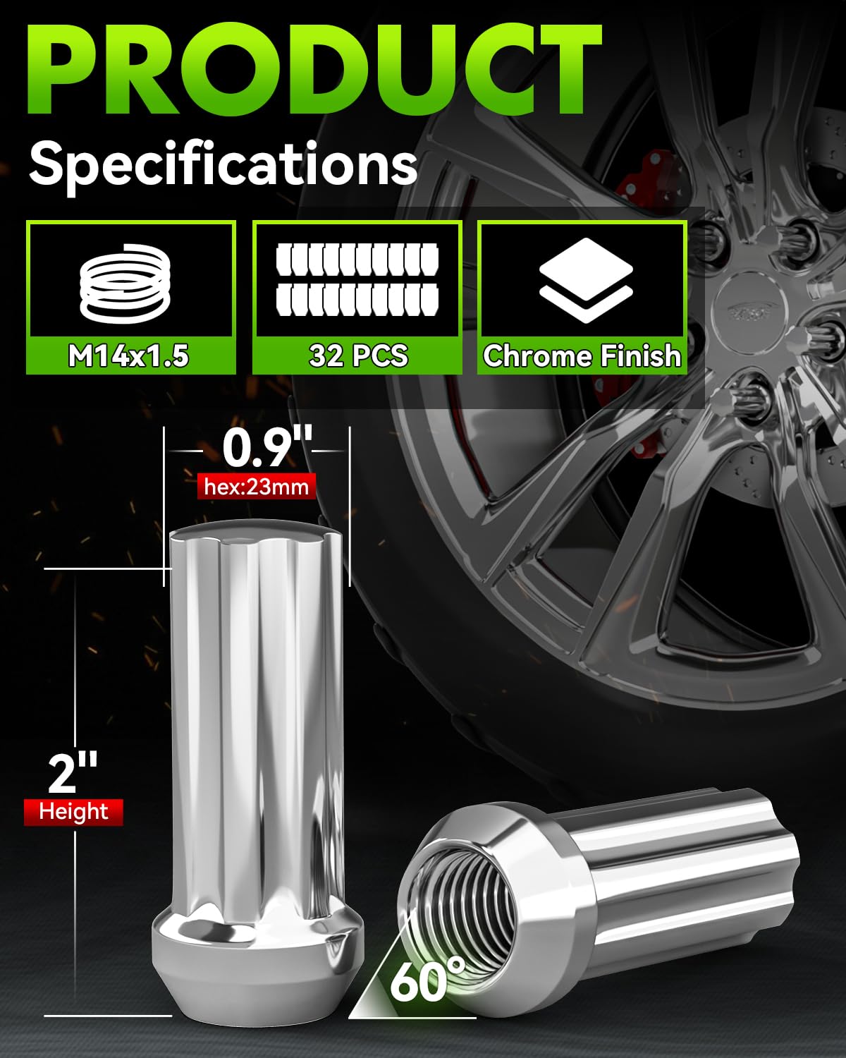EZISOE closeup of M14x1.5 threads highlighting precision machining for secure wheel fit