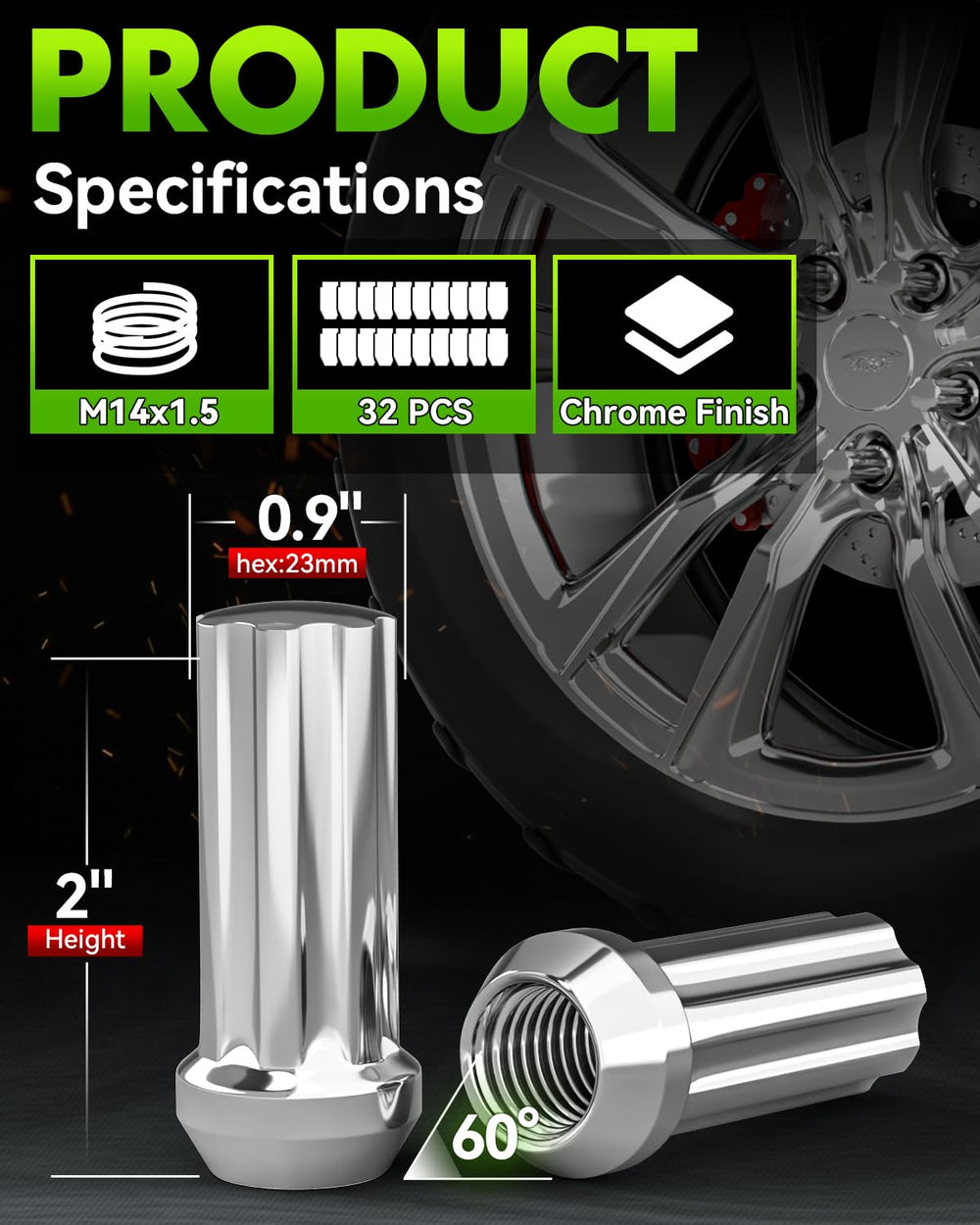 EZISOE closeup of M14x1.5 threads highlighting precision machining for secure wheel fit
