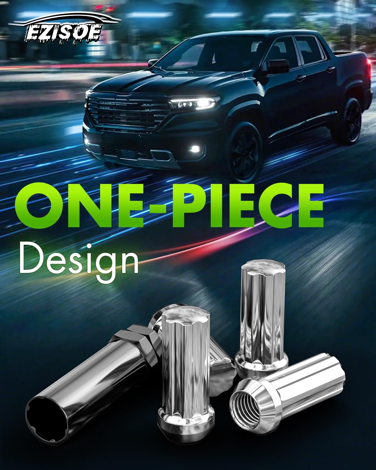 EZISOE lug nut beside ruler showing scale and dimensions for installation depth verification
