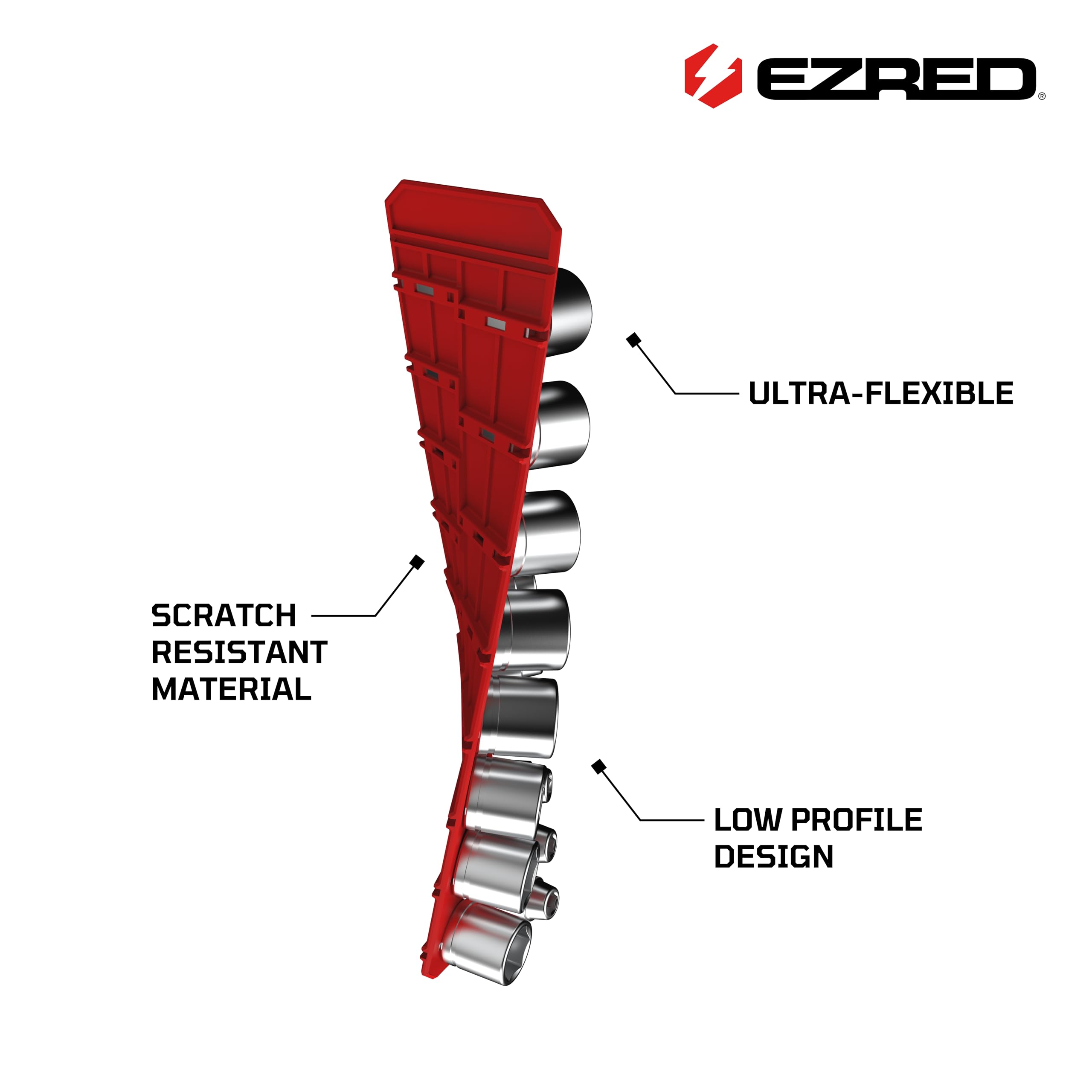 EZRED low-profile side view showing slim design that minimizes interference