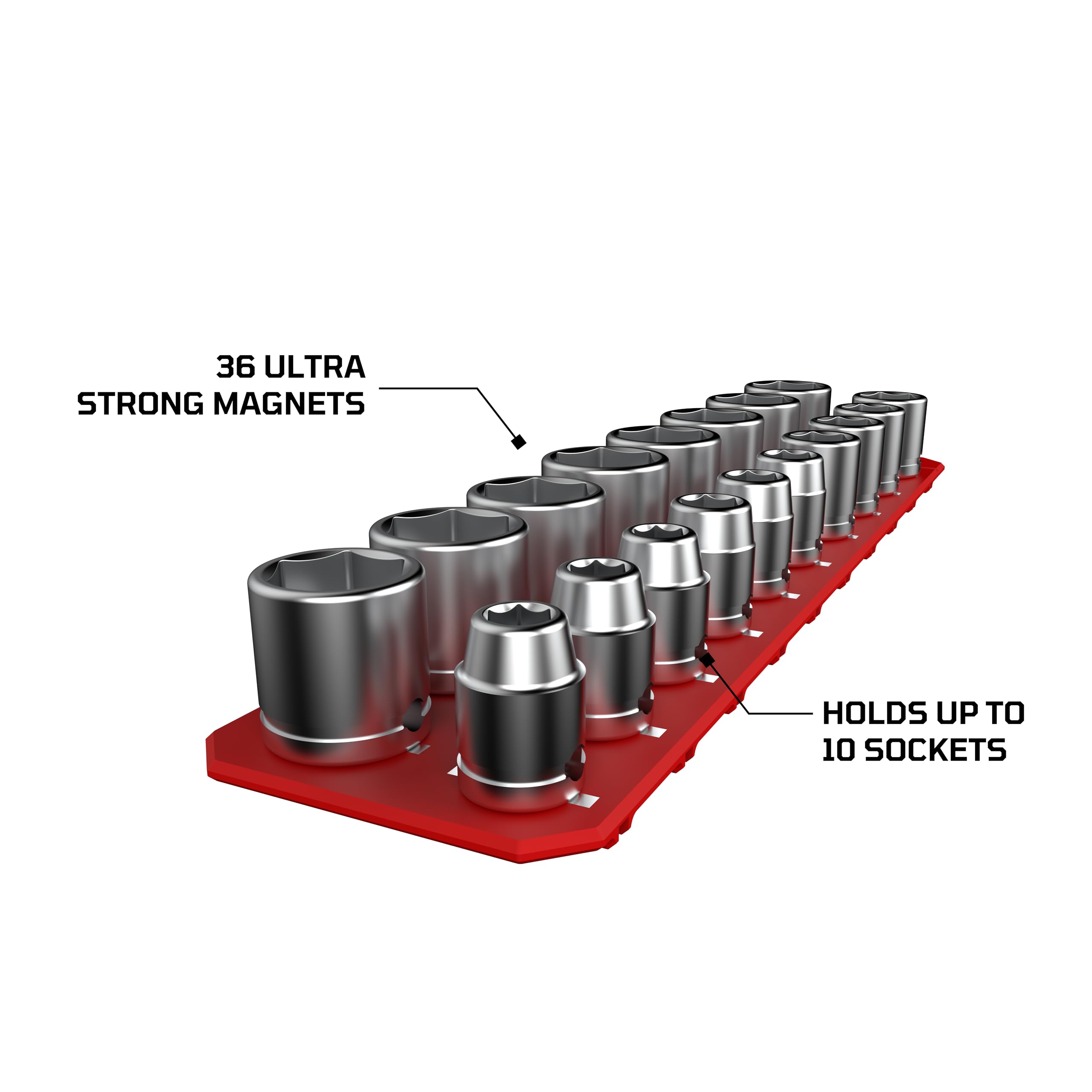 EZRED sockets attached to toolbox lid offering hands-free organization and visibility