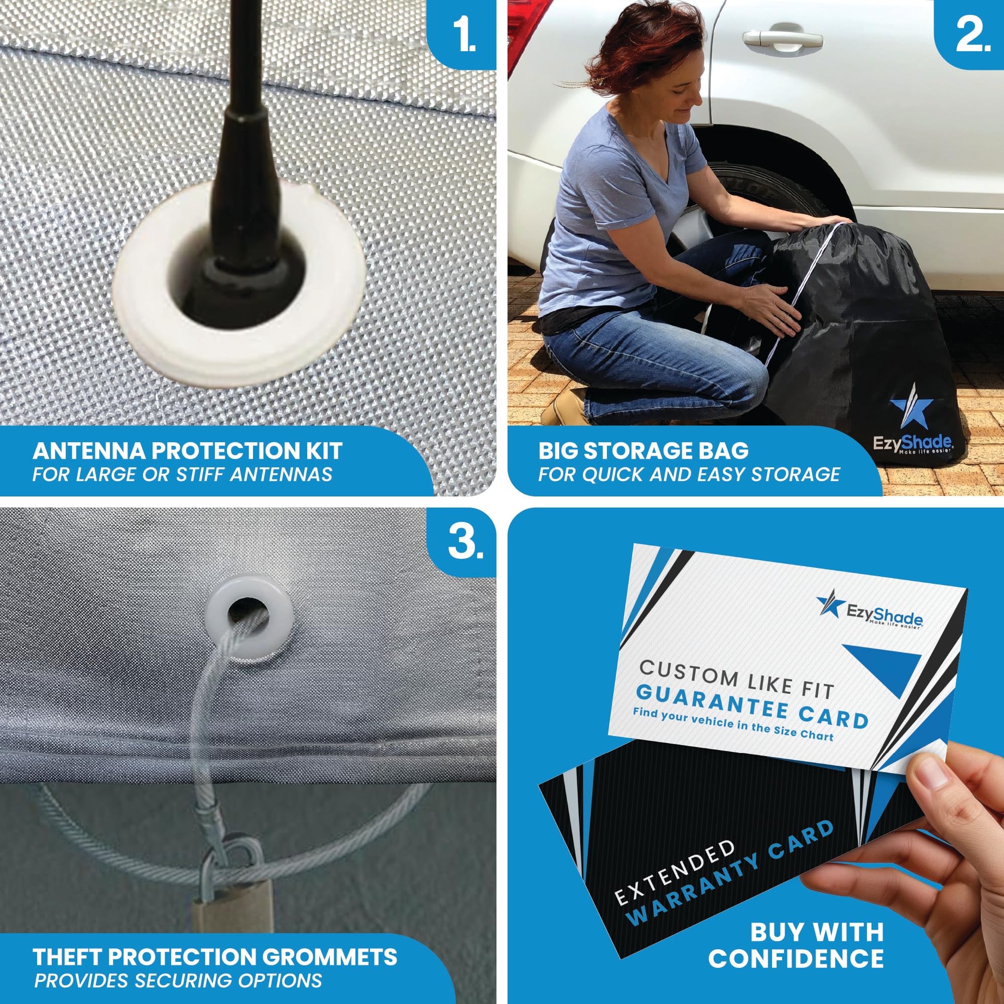 EzyShade side zipper open, allowing vehicle access without removing cover