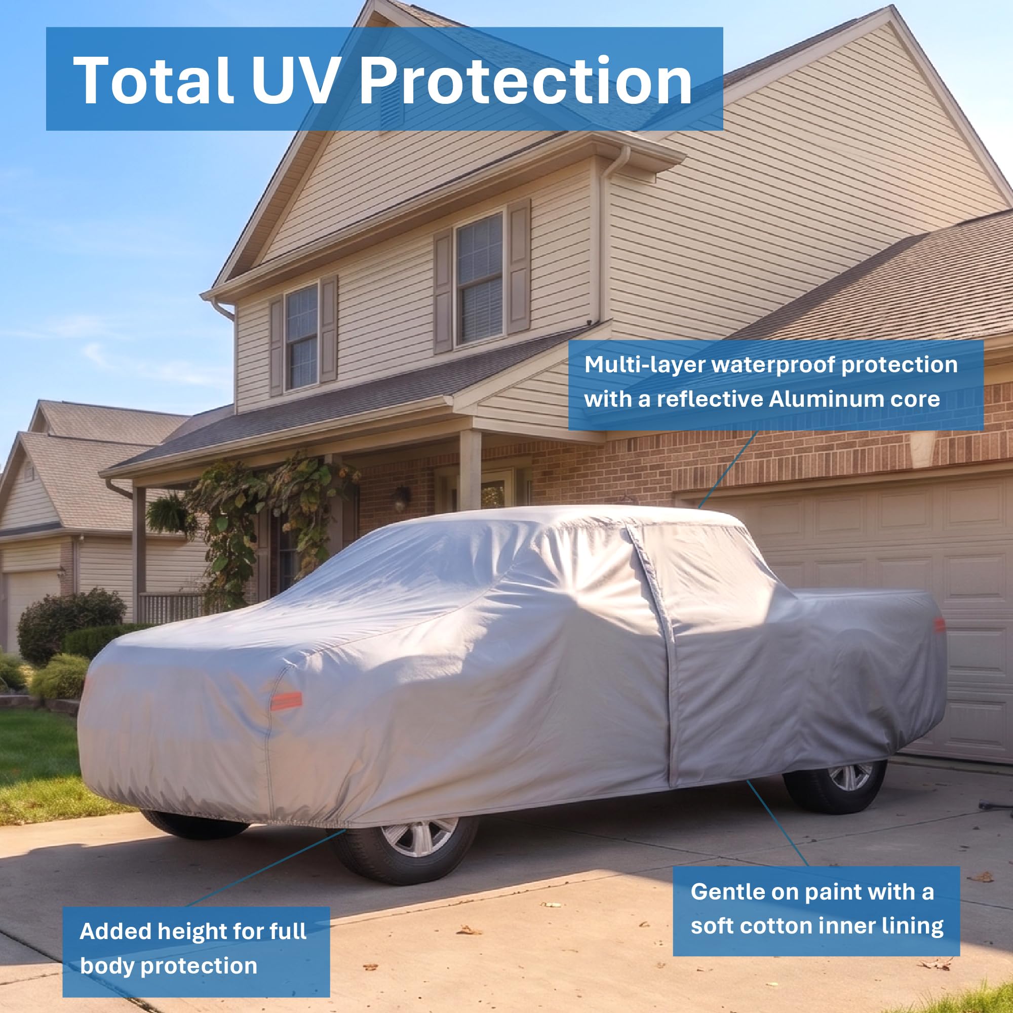 EzyShade installed on pickup in driveway demonstrating outdoor protection