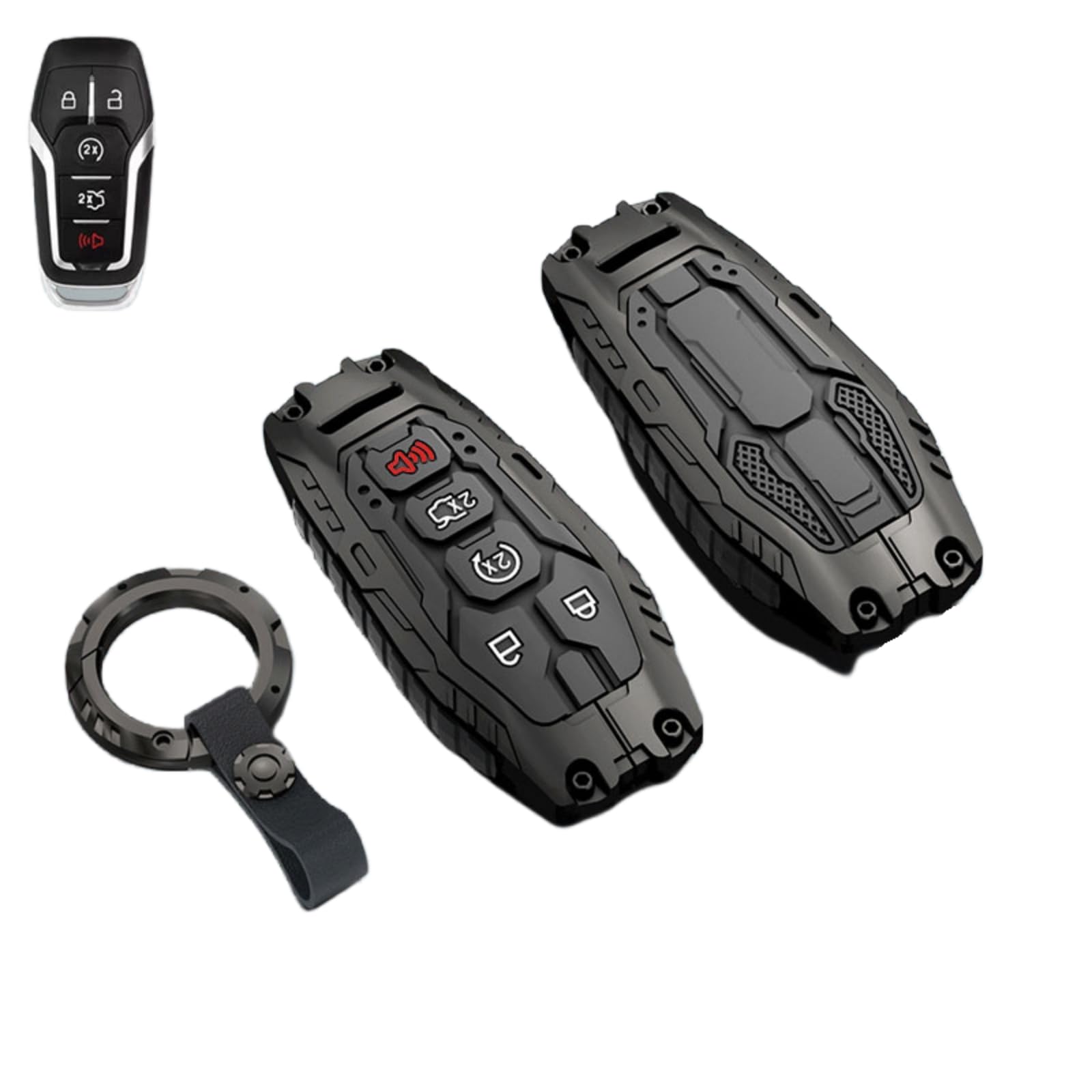 facaizhu front view of the metal key shell showing precise button fit and durability