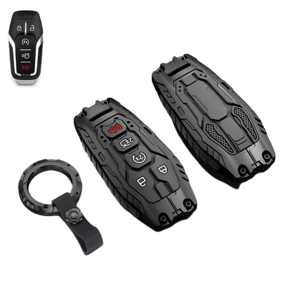 facaizhu front view of the metal key shell showing precise button fit and durability