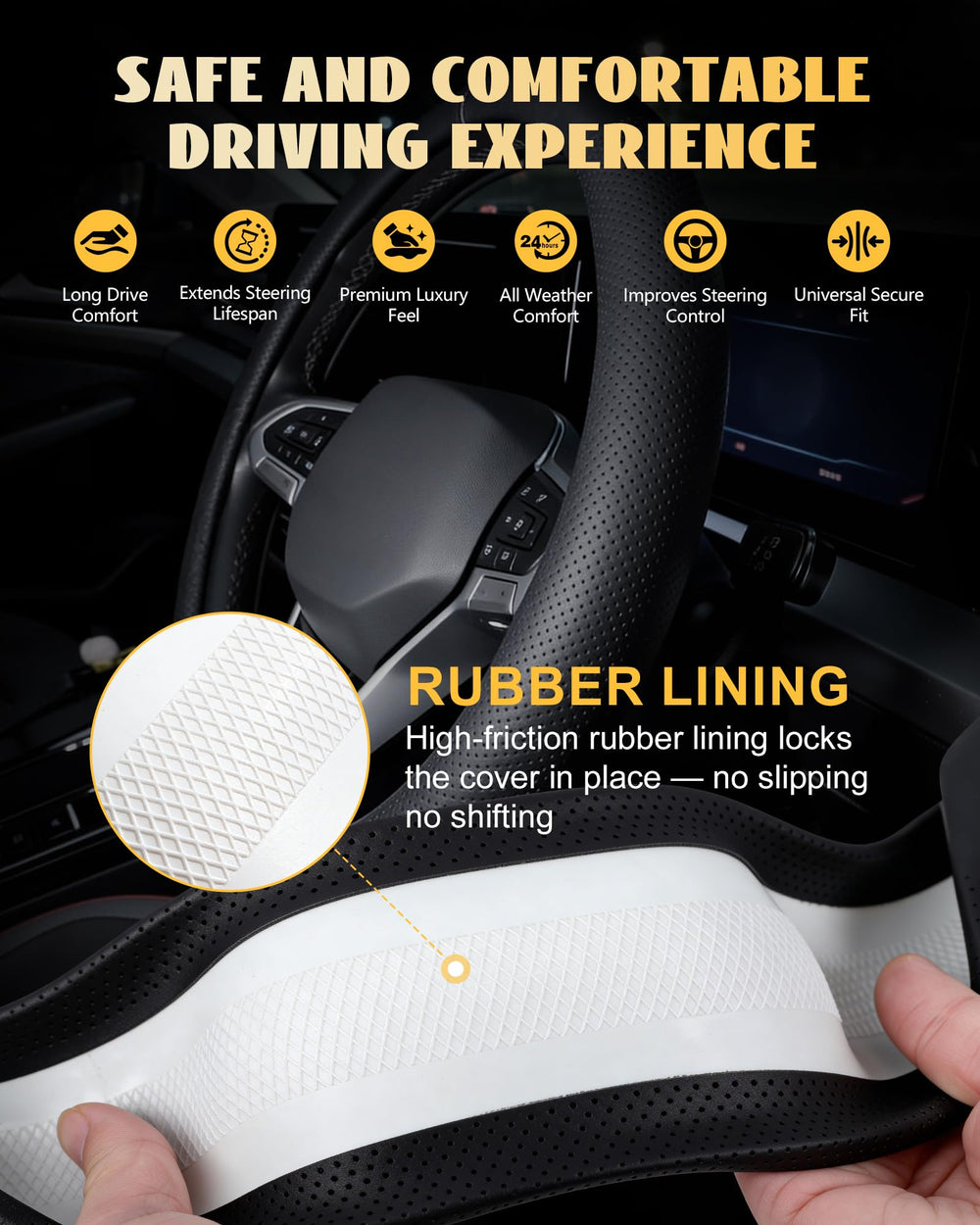 FacylfarctE inner eco-rubber lining detail showing anti-slip grip and durable hold