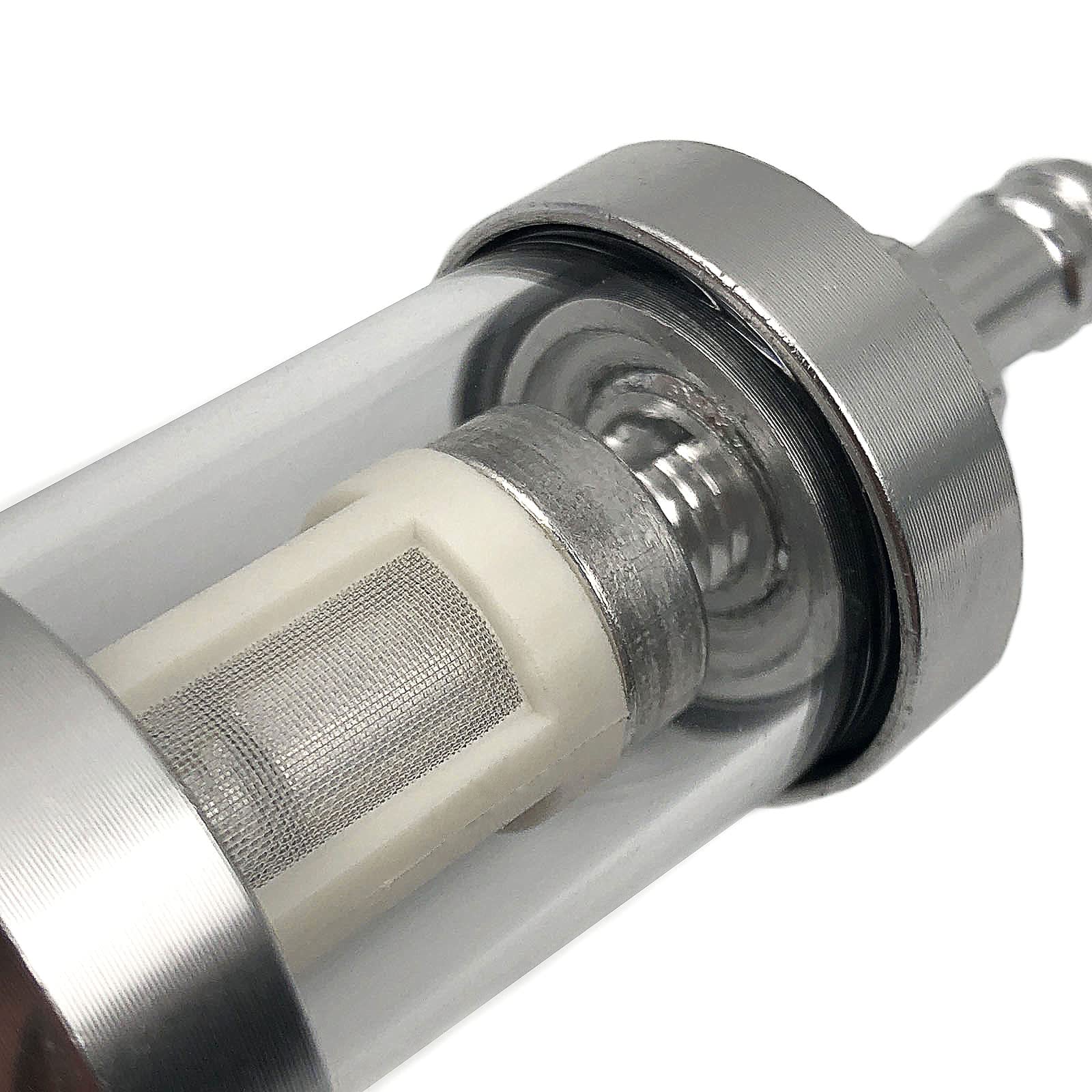 FainWan installed on motorcycle hose demonstrating easy inline replacement benefit