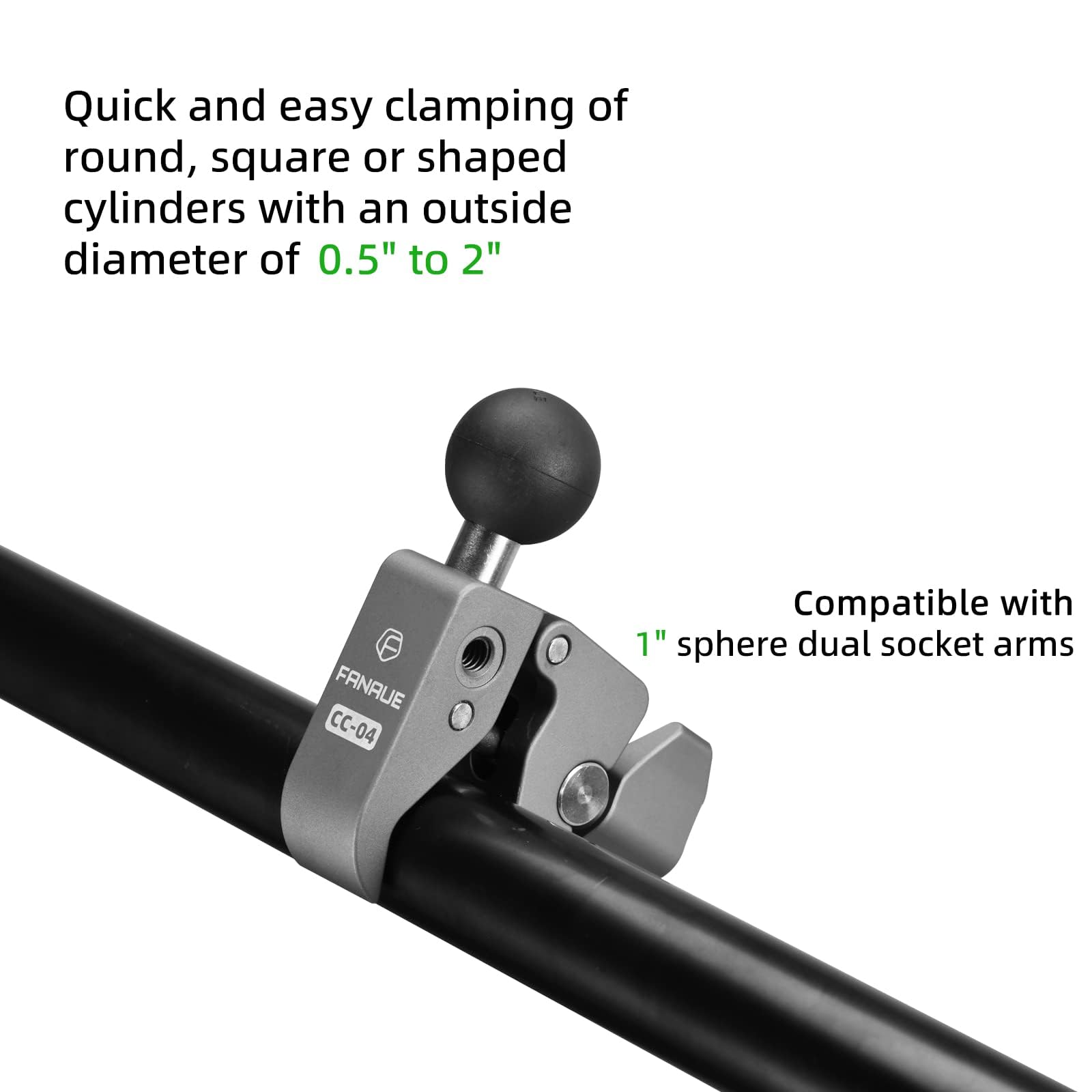 FANAUE mounted on motorcycle handlebar demonstrating secure accessory support