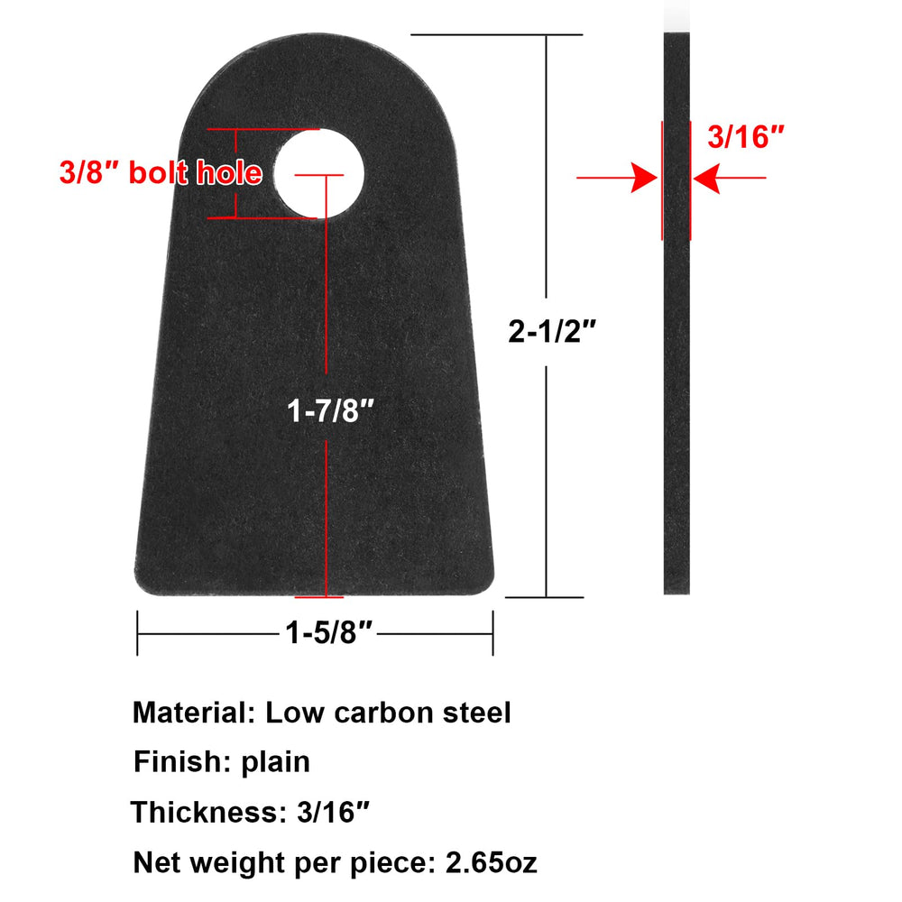 Fanmao close-up of 3/8 inch hole and 3/16 inch thickness showing clean edges for strong welds