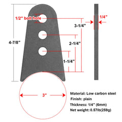 Fanmao close-up of 1/2" hole and 1/4" thickness demonstrating durable construction