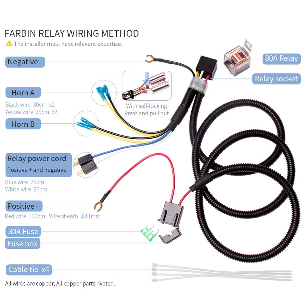 FARBIN color-coded relay socket wiring detail enabling quick accurate connections