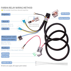 FARBIN color-coded relay socket wiring detail enabling quick accurate connections