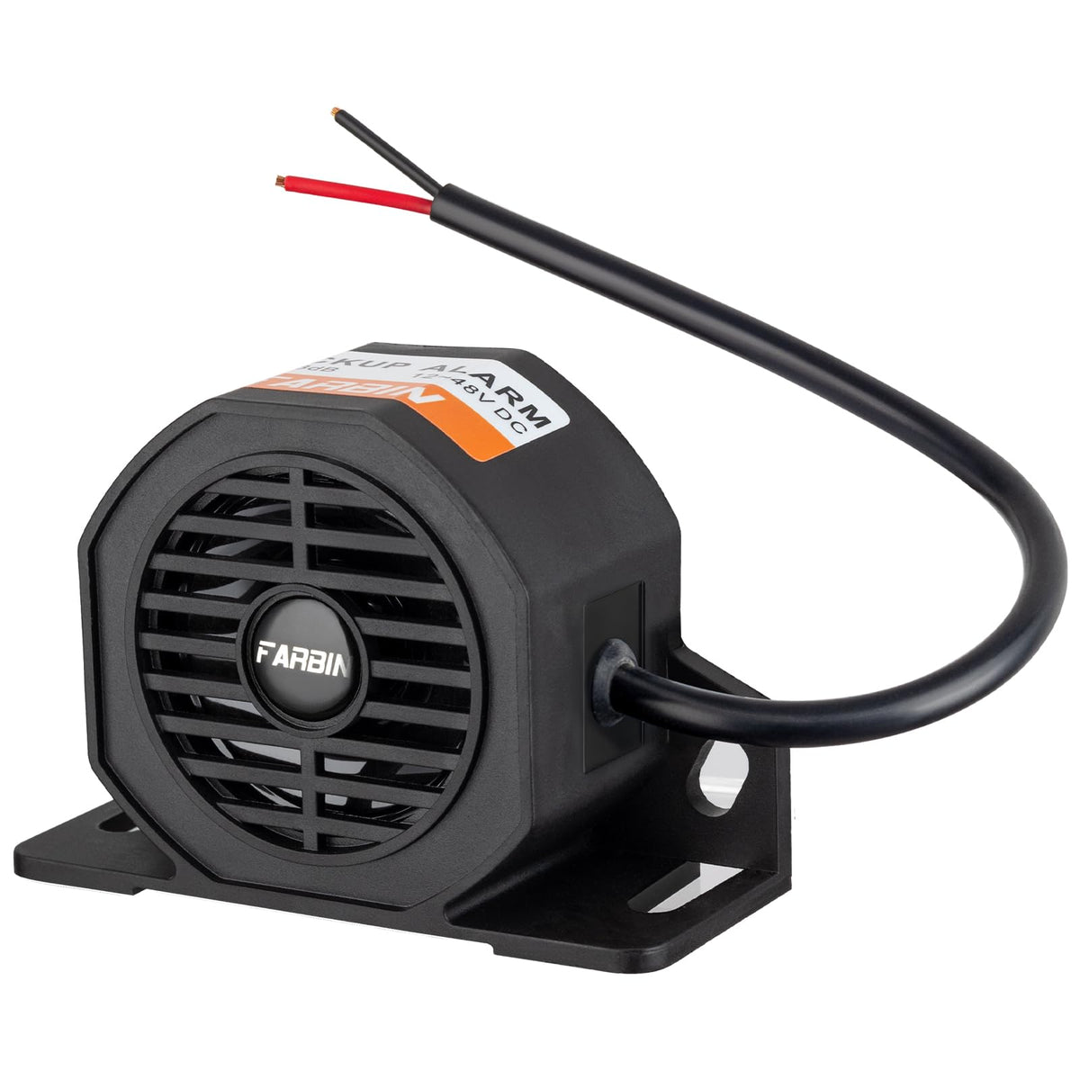 FARBIN front view backup alarm showing horn opening and durable build for clear warning