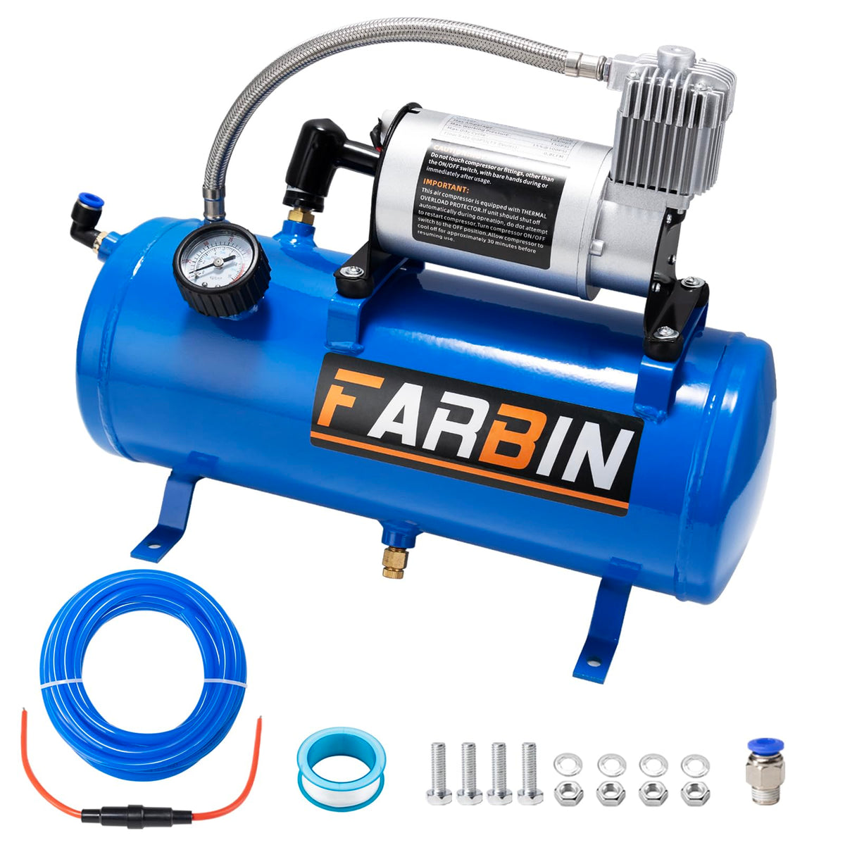 FARBIN front view of mounted compressor showing compact size and easy fit