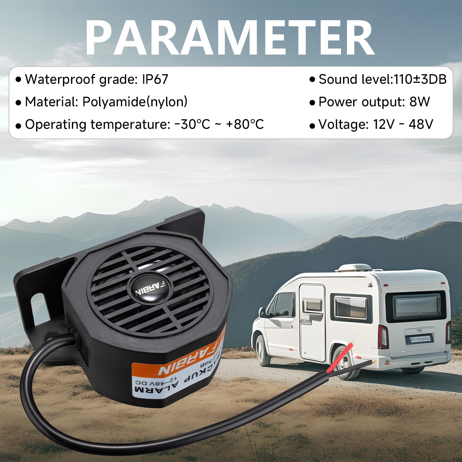 FARBIN close-up of waterproof housing highlighting IP67 protection and weather resistance