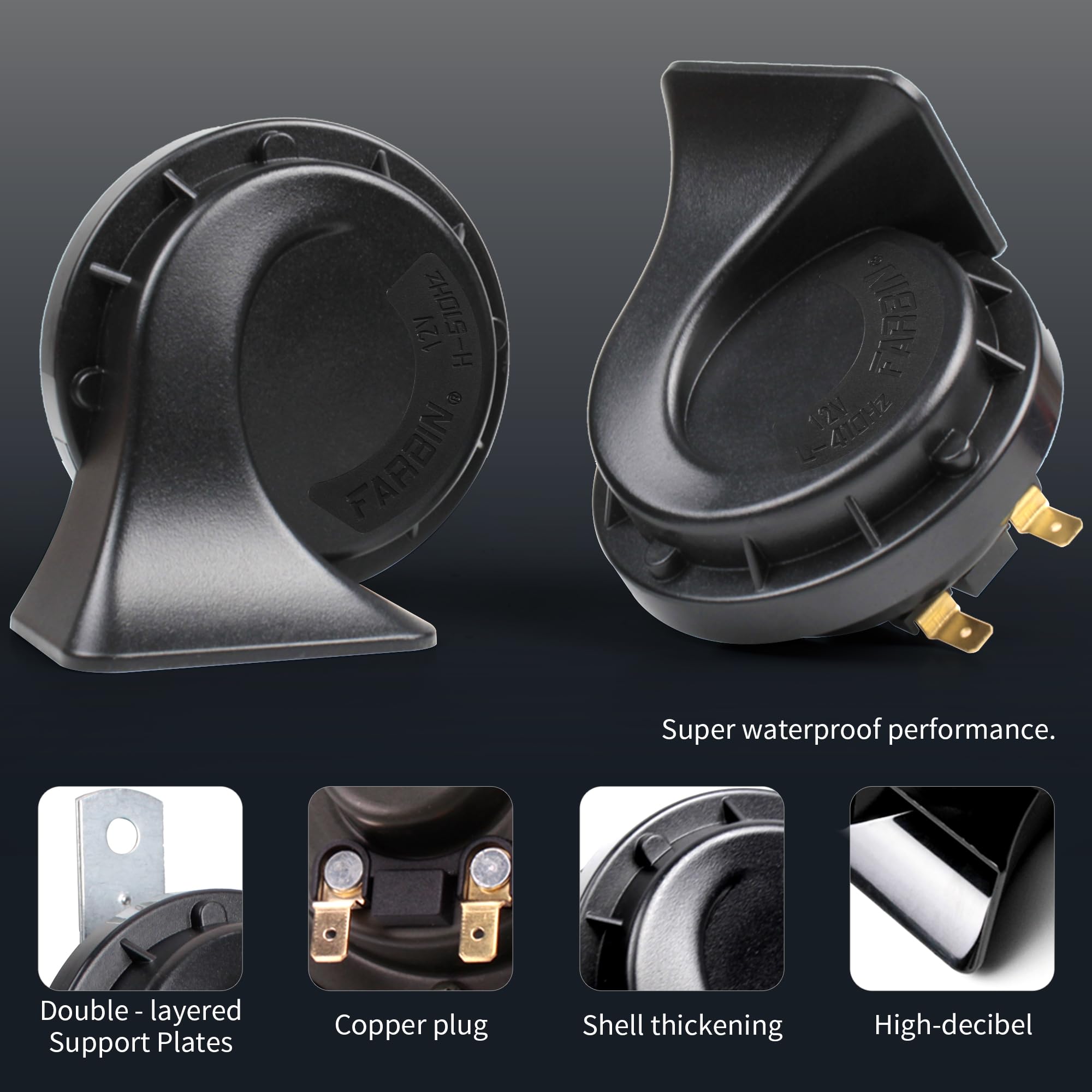 FARBIN horn under water spray showing waterproof protection for reliability
