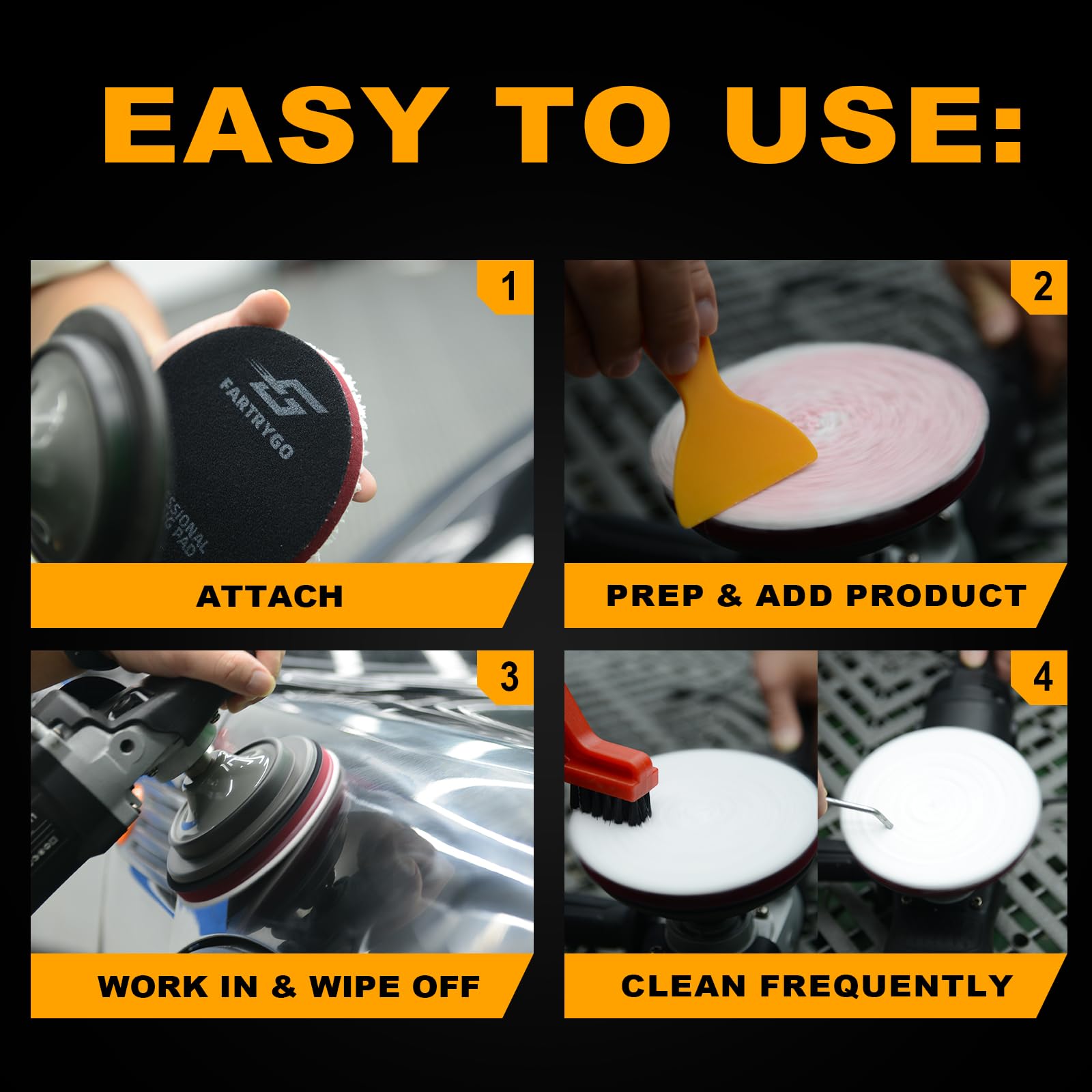 FarTryGo 5-inch pad held in hand to show size and precision control for tight areas