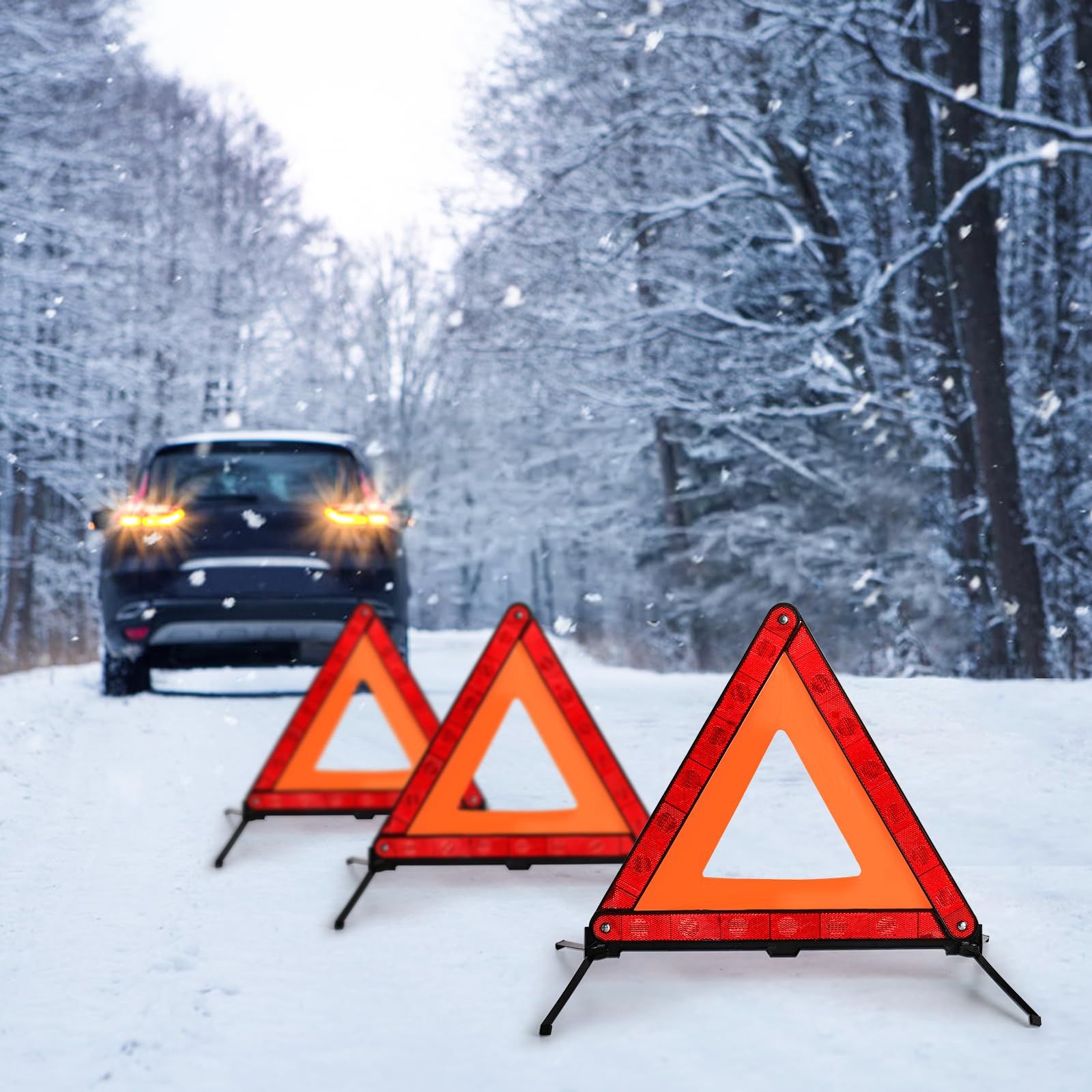 Fasmov collapsed triangles in plastic case for compact car storage