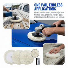 Fasmov pad on rotary polisher restoring car hood finish quickly